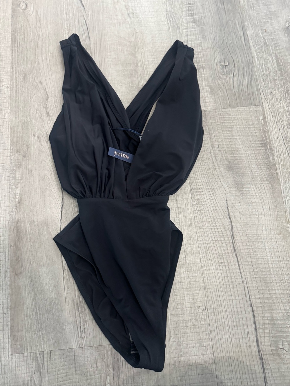 Black Plunge One-Piece Swimsuit